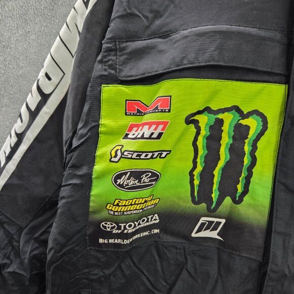 Monster x Kawasaki Boy Racing Jacket Large Black Fleece Lined Logo Full Zip Y2K - Picture 4 of 13